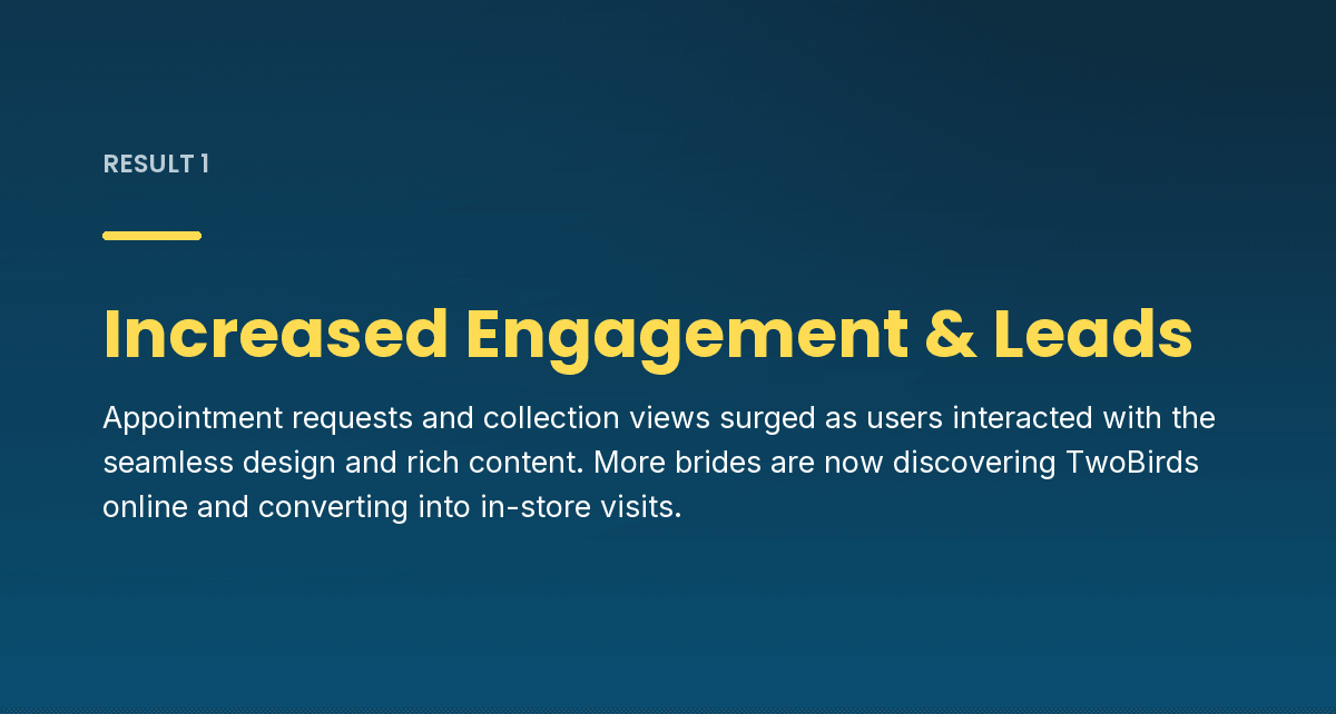 TwoBirds Bridal – Luxury Wedding Dress Boutique Website — feature view